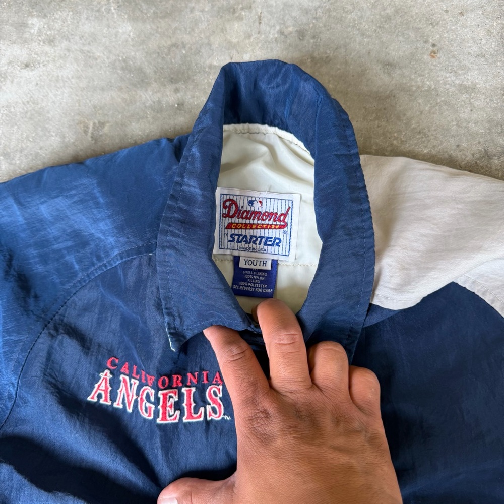 Rare Vintage 90s Starter California Angels Jacket Teens M Anaheim Made In USA - Picture 3 of 7